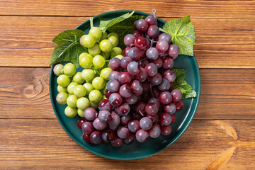 top view artificial grapes horizontal composition