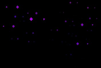 Dark purple vector background with triangles, circles, cubes.