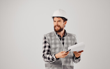 Business man Builders uniform white hard hat engineer foreman Professional