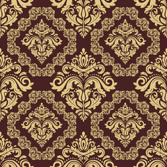 Classic seamless pattern. Damask orient ornament. Classic vintage background. Golden ornament for fabric, wallpaper and packaging