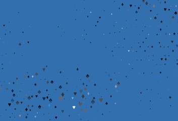 Light BLUE vector background with cards signs.