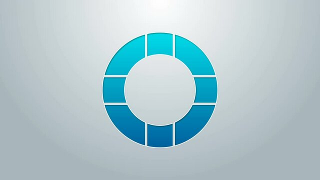 Blue line Lifebuoy icon isolated on grey background. Lifebelt symbol. 4K Video motion graphic animation