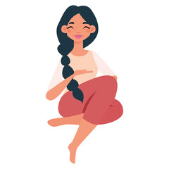 Isolated girl black head hygge style icon - Vector