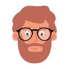 Isolated man with beard and glasses hygge style icon - Vector