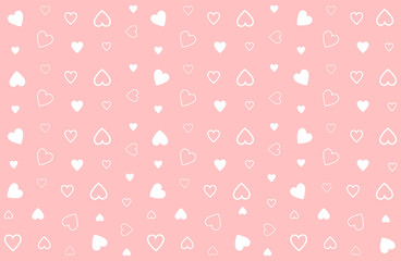 Pink pattern Valentine's Day with white hearts, art, cute card, concept of love, decoration, romantic, isolated, nice design, vector illustration
