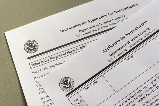 Portland, OR, USA - Dec 17, 2020: Form N-400, Application For Naturalization, An Application To Become A Naturalized U.S. Citizen.