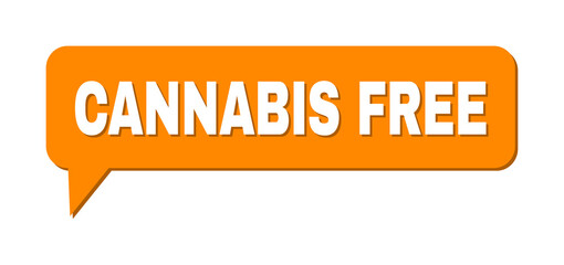 Conversation CANNABIS FREE Colored Cloud Frame. CANNABIS FREE label is located inside colored cloud with shadow. Vector quote label inside message frame.