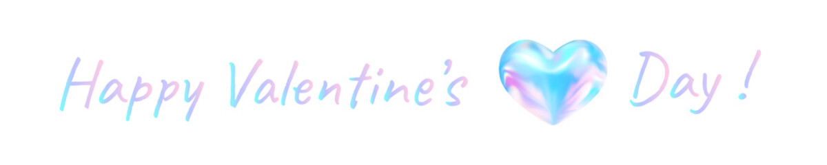 Happy Valentines day. Festive banner with a beautiful lettering and a delightful heart of neon blue-pink mix