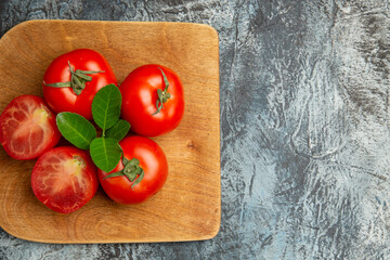 top view fresh red tomatoes on a dark-light background ripe salad food photo free place