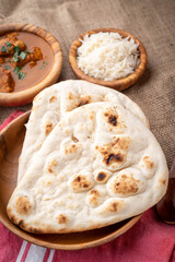naan with curry, traditonal indian bread