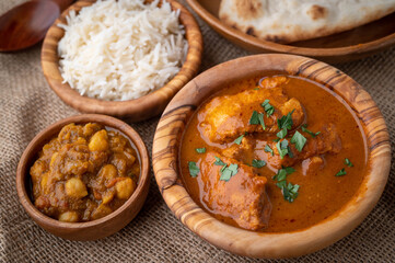 channa masala with butter chicken curry