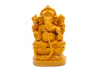 Happy Ganesh Chaturthi Greeting Card, Ganesh statue on white background