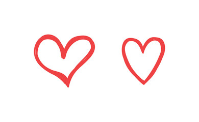 Heart doodles set. Hand drawn hearts collection. Valentine's day sketched design elements.