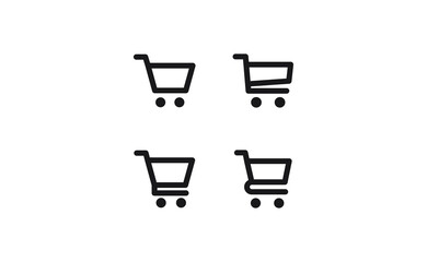 Shop cart icons collection. Supermarket trolley. E-commerce symbol. Online shopping.