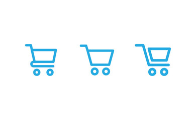 Shop cart icons collection. Supermarket trolley. E-commerce symbol. Online shopping.