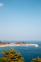 Naklejka na ściany i meble Jukdo beach panorama view from Jukdo mountain observatory in Yangyang, Korea