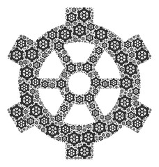 Recursive collage of gear. Flat vector gear composition is created of randomized recursive gear icons.