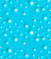 White balls on blue background. Geometric Seamless Pattern. Texture with white round spheres. Design Template for packaging, cards, holiday decoration, textile, wallpaper, interior