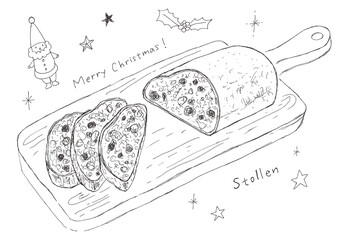 シュトーレンのラフな手描きイラスト