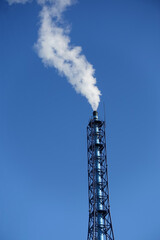 CO2排出する煙突、環境問題、SDGｓ