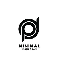 minimal initial letter pd simple vector design isolated background