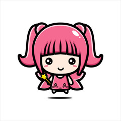 cute pink fairy character vector design