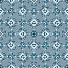 Moroccan tiles continuous seamless background, tile decoration, blue classic template