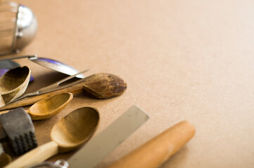 spoons on a table. Background. Cooking. 