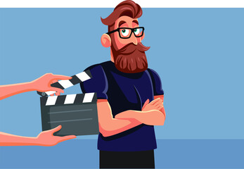 Professional Male Actor Performing on Set Vector Cartoon