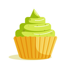 Matcha green tea cupcake muffin dessert isolated on white