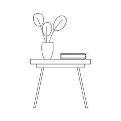 Isolated table and flower vase household draw items icon- Vector