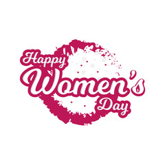 Happy women's day logo design with pink abstract background