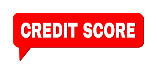Chat CREDIT SCORE Colored Cloud Frame. CREDIT SCORE phrase is located inside colored banner with shadow. Vector quote text inside chat frame.