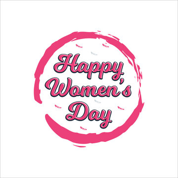 Happy women's day with circle abstract design and pink color