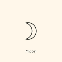 Moon Planet Symbol in Minimal Liner Trendy Style. Vector Astrological Sign for Logo, Tattoo, Calendar , Horoscope.