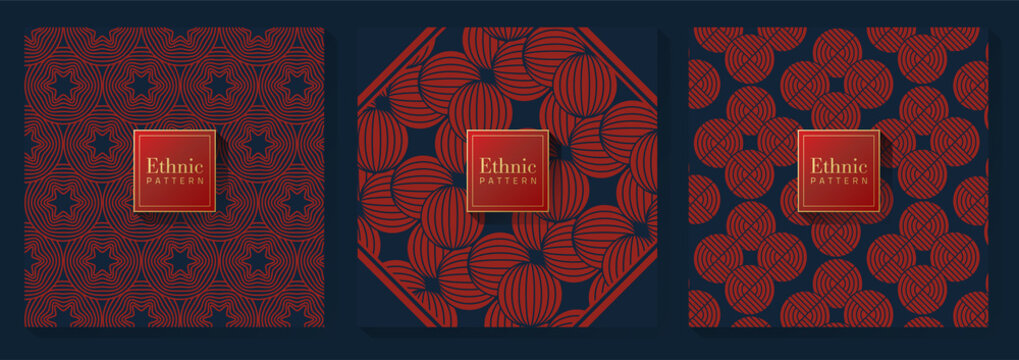 Red and Blue Chinese Pattern