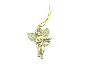golden angel as decoration on Christmas tree