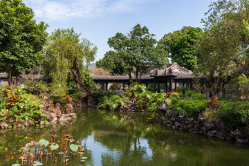 Fototapeta na wymiar Chinese Traditional Gardens and Ancient Buildings, East Asia Travel.