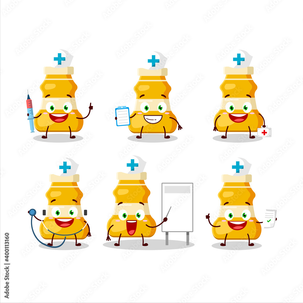 Poster Doctor profession emoticon with curry sauce cartoon character