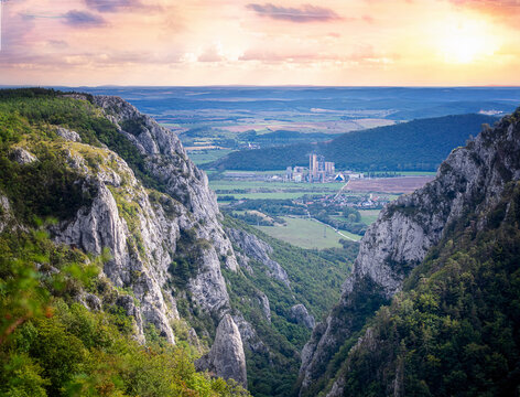 Zadielska gorge in east Slovakia during sunset.