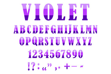 3d purple alphabet numbers for game design. Number font. Modern geometric. Stock image. EPS10.