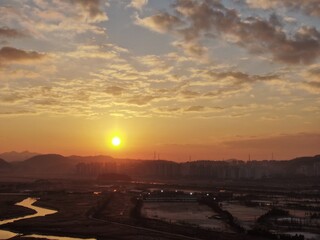 Miseng bridge sunrise in Siheung-si, Korea