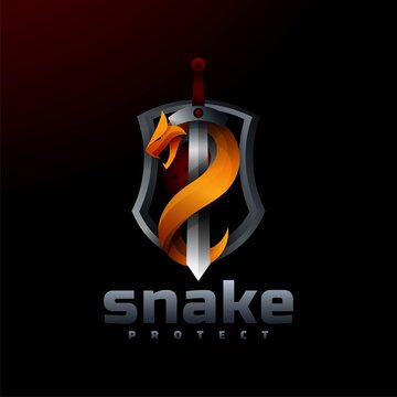 Vector Logo Illustration Snake Gradient Colorful Style.