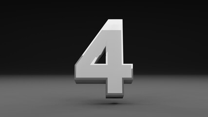 3d illustration of number 4 on isolated background