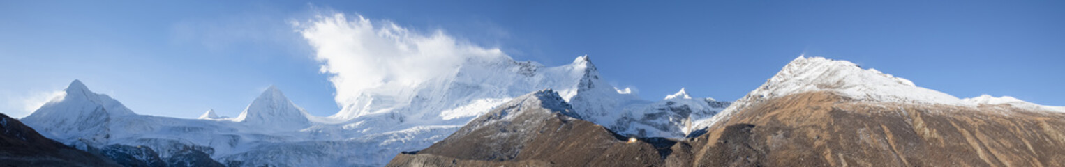 Panorama view of beautiful snow mountains in Tibet,China