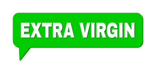 Chat EXTRA VIRGIN Colored Cloud Frame. EXTRA VIRGIN label is located inside colored banner with shadow. Vector quote caption inside forum frame.