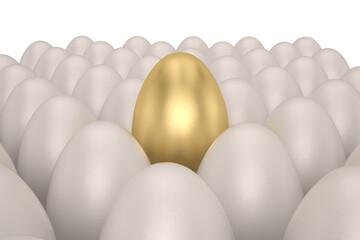Golden egg Isolated On White Background, 3D rendering. 3D illustration.