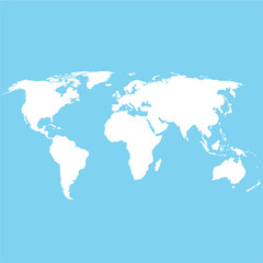 Fototapeta na wymiar white blank world map. world map on blue background. generalized world map.