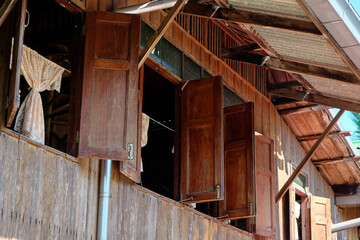 Detail of Old wooden window ,Thailand traditional style house 