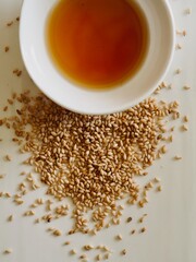 아시아 전통음식 참기름과 참깨
